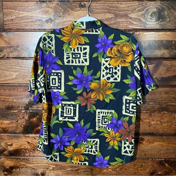 Vintage Cristin Stevens Floral Tribal Print Short Sleeve Button Up Blouse Size M - Picture 14 of 14
